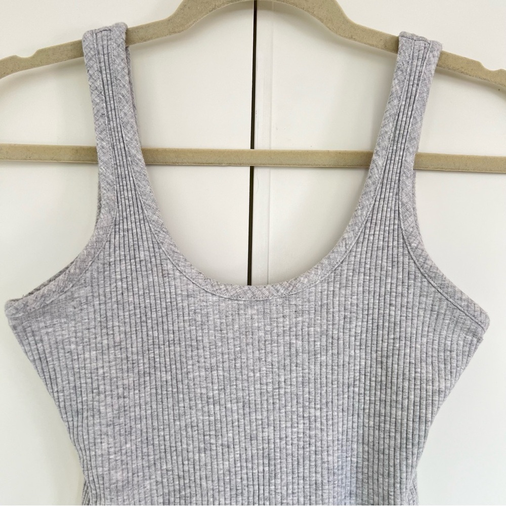 ARTICLES OF SOCIETY Ribbed Tank Bodysuit, Grey, S - Picture 3 of 12